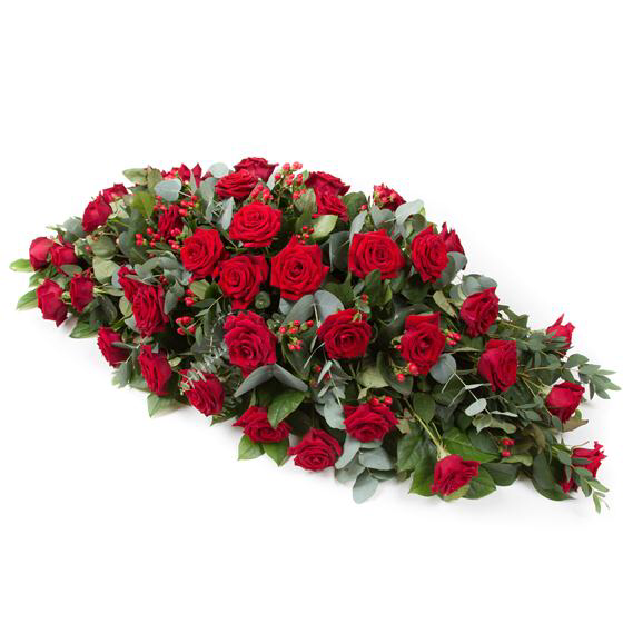 Equdorian Red Rose Casket Arrangement Deluxe