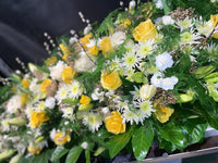 Casket Arrangement Yellow and White