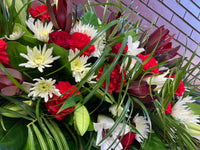 Casket Arrangement Red and White