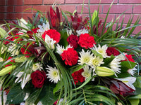 Casket Arrangement Red and White